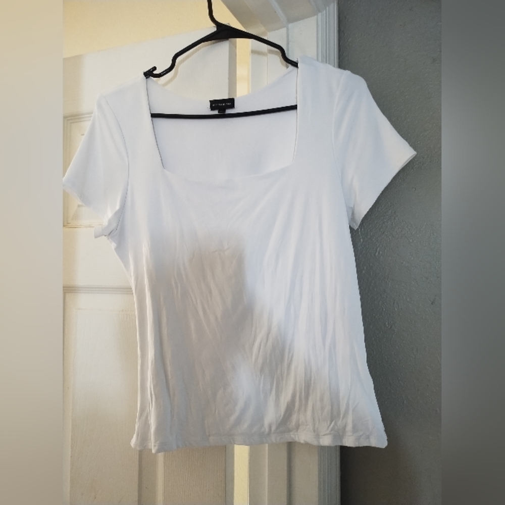 Buckle Black Brand Classic White Womens Top With Square Neck Size Large
